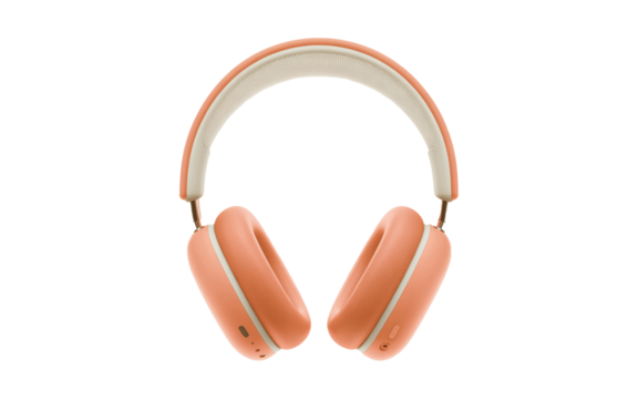 Stylish peach and cream over ear headphones modern audio design on transparent background