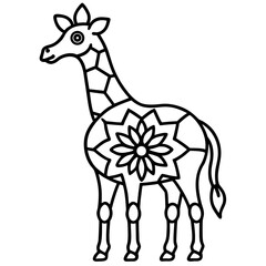 Fototapeta premium Mandala Giraffe Icon in Line Art Vector Style