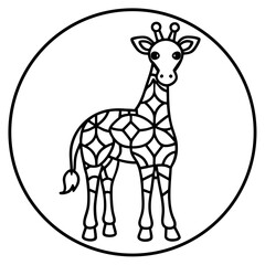 Mandala Giraffe Icon in Line Art Vector Style