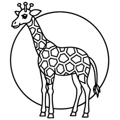 Mandala Giraffe Icon in Line Art Vector Style