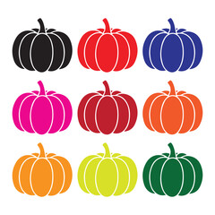 Colorful Pumpkin Icons Autumn Harvest Thanksgiving Design Elements
