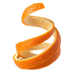 Orange peel spiral isolated on transparent background