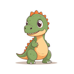 Fototapeta premium Sweet Cartoon Tiny Green Dinosaur Standing - Adorable Baby Dino Vector Illustration for Children, Prehistoric Era, Jurassic Themes, and Cute Designs