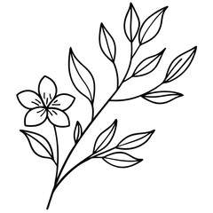 Fototapeta premium Elegant floral branch with blooming flower and leaves