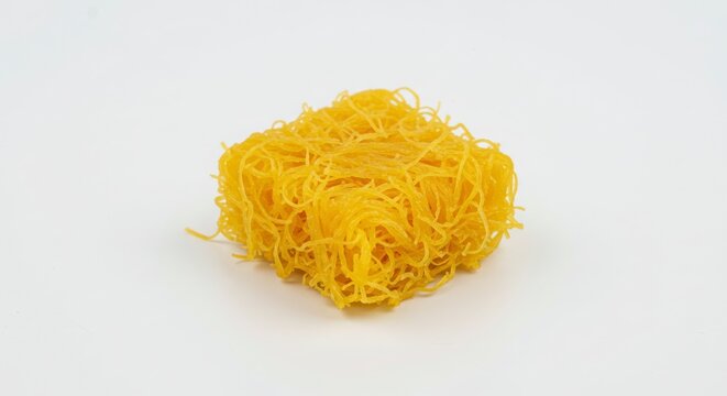 Thai foi thong golden egg thread dessert on a white background for dessert and food photography