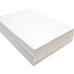 Stack of blank white paper sheets isolated on transparent background