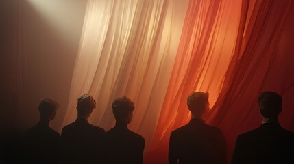 Artistic performance stage visual art dramatic lighting silhouettes expression