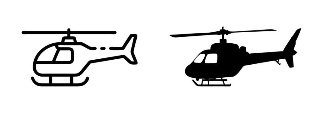 Set of helicopter outline silhouette vector illustration design