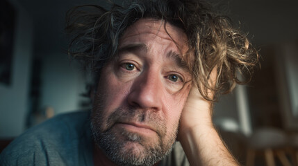 Tired Middle-Aged Man Close-Up

