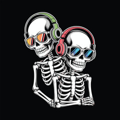 Skull Wearing Headphone