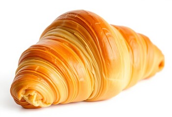 Golden-brown croissant, flaky layers, isolated on white,   food styling,   artisan