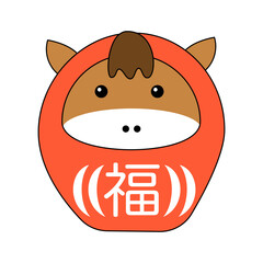 かわいい午年ダルマのアイコン