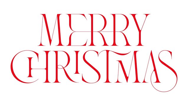 Red merry christmas text in a decorative font against a white background festive holiday greeting card design