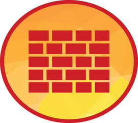 Brick wall icon with red bricks inside a circle. Ideal for construction companies, masonry services, building materials branding, DIY projects, and architectural design illustrations