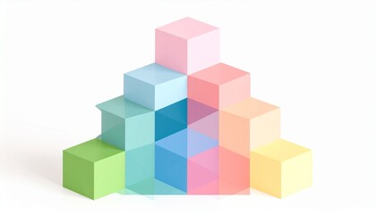 Obraz premium Pastel Cube Pyramid: Abstract 3D Structure, Growth Concept