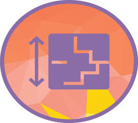 Floor plan icon with height indicator, perfect for architecture, real estate, construction, and interior design. Clean, minimal, and versatile vector symbol for professional use