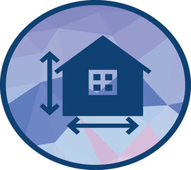 Home blueprint icon with dimensions, ideal for architecture, real estate, construction planning, and interior design projects. Clean vector style for professional and creative use