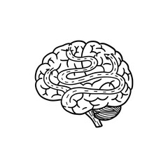 Winding Road Inside Brain Representing Complex Mental Journey and Growth