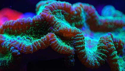Obraz premium Vibrant Coral Polyp Close-Up: Underwater Macro Photography