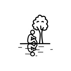 Person Sitting Under Tree Reflecting in Quiet Natural Setting