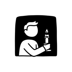 Person Holding Candle in Darkness Symbolizing Guidance and Hope