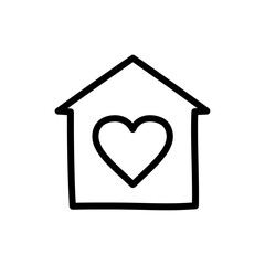 House with heart inside symbolizing safe place and love at home