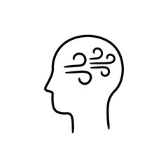 Head with Wind Symbol Representing Clearing Thoughts and Mental Clarity