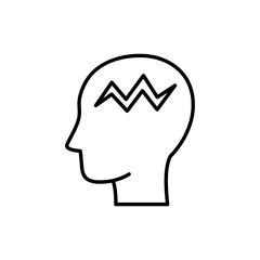 Head with zigzag line symbolizing inner conflict and mental struggle
