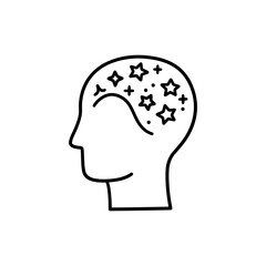 Head Filled with Stars Representing Imagination and Escape