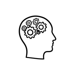 Head with Gears Showing Mental Process and Cognitive Function