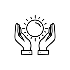 Hands Holding Sun Representing Hope and New Beginnings