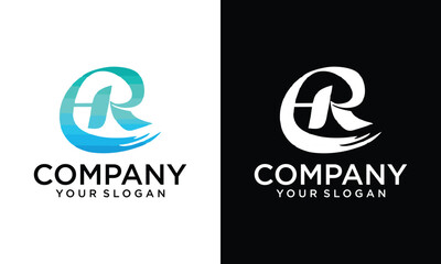 Creative HR Letter Logo Design Vector Template. Alphabet Initial Letter HR Logo Design With Glossy Reflection Business Illustration.