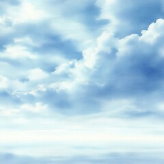 Fototapeta premium Serene sky filled with soft, fluffy white and blue clouds creating a calm and peaceful atmosphere