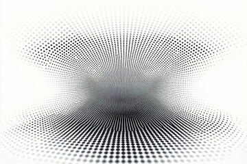 Fototapeta premium black halftone dot pattern creating a three-dimensional wave effect on a white background, minimalist optical illusion with gradual size change in dots