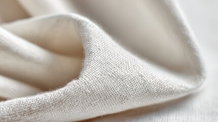 Fototapeta premium A close-up of the corner of an off-white cotton cloth, showing its soft texture and subtle sheen under natural light