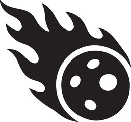 Silhouette of flaming meteor icon symbolizing space rock, asteroid impact, fireball, and cosmic phenomenon.