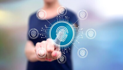 Fingerprint identification technology interface displayed on a screen.