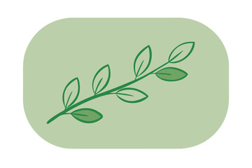 Green leaf branch icon on light background
