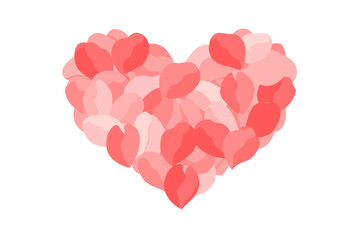 Heart shape made of red petals