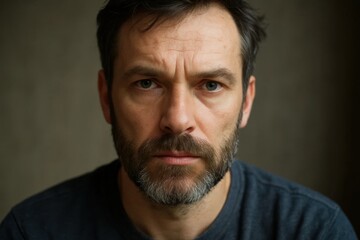 A moment of contemplation captured in the eyes of a man with a beard