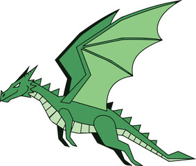 A stylized cartoon illustration of a red Chinese dragon with blue and gold scales and a yellow mane, against a clean white background, ideal for themes of mythology, celebration, and Asian culture.