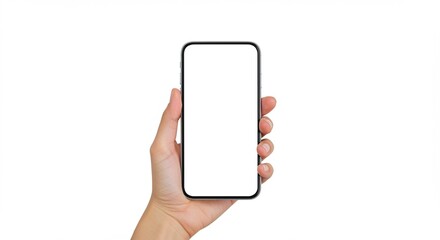 Hand Holding Modern Smartphone with Blank Screen
