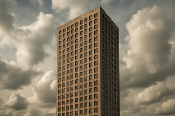 Obraz premium A Modern Skyscraper Against a Stormy Sky