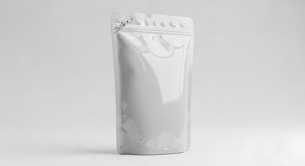 Elegant white stand-up pouch mockup for brand presentation and advertising campaign showcase