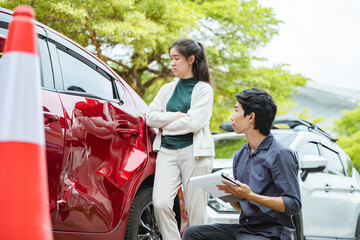 Car accident crash, Car accident protection, Claim collision, Auto emergency. Crashed car claim...
