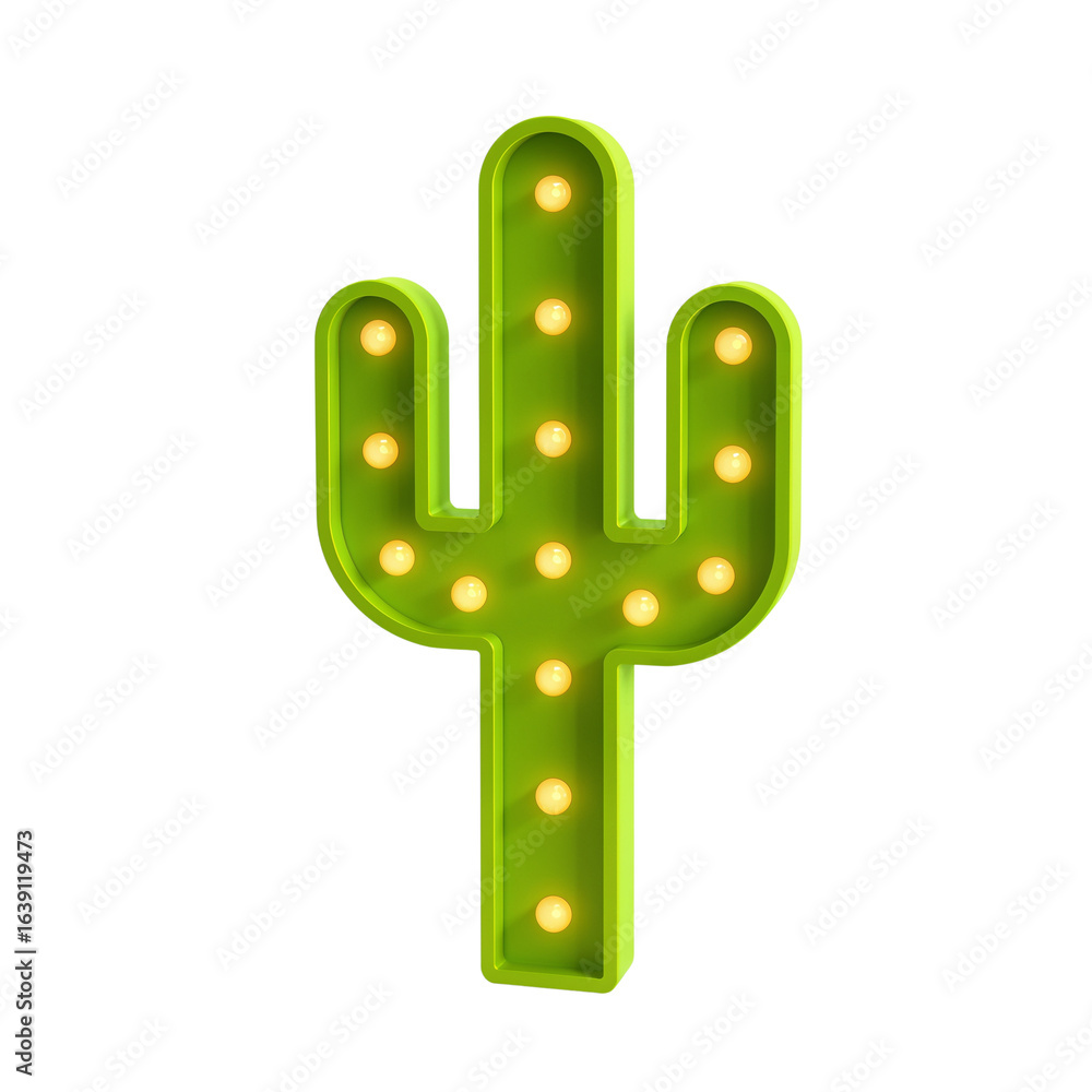 Poster illuminated cactus sign casting a warm glow adds a playful touch on a blank canvas