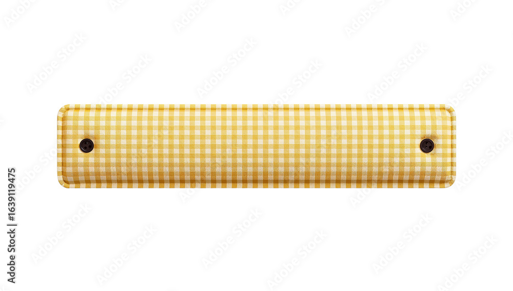 Aufkleber decorative rectangular banner element with a yellow gingham pattern and button details isolated