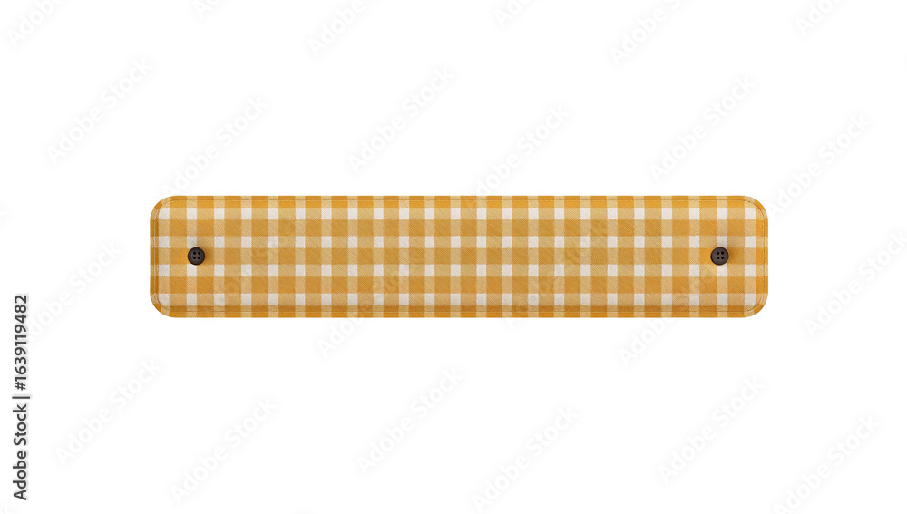 Aufkleber rectangular banner with soft golden checks and brown buttons on a transparent background