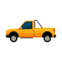 Yellow single cab pickup truck vector illustration on white background