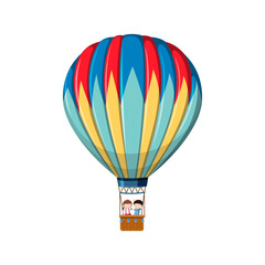 Obraz premium Couple on a romantic adventure in a colorful hot air balloon